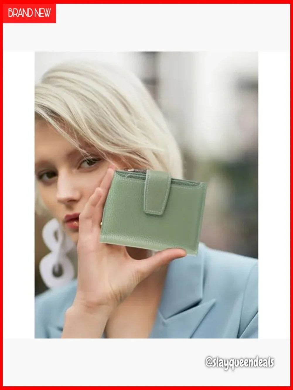 Leather Bifold RFID Blocking Wallet Compact Women's Purse Large Capacity